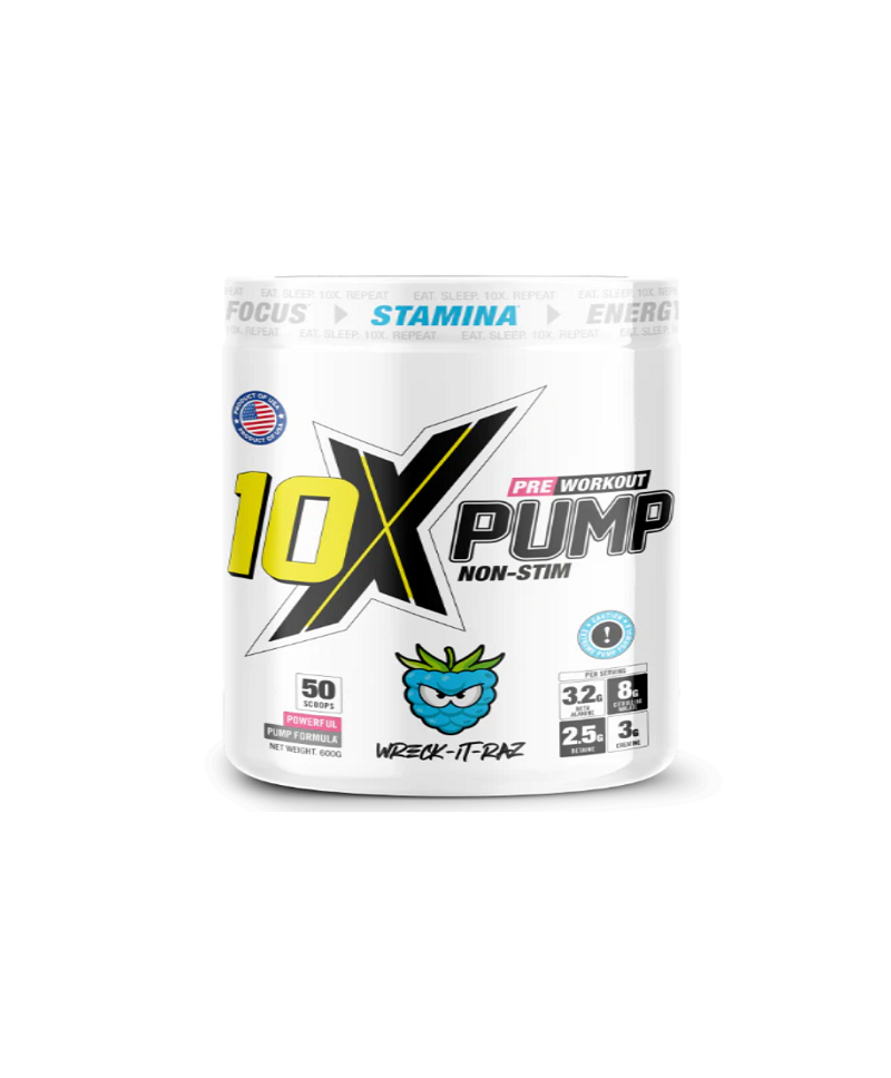 10X Athletic Pump Non-stim Pre Workout - 50 Servings